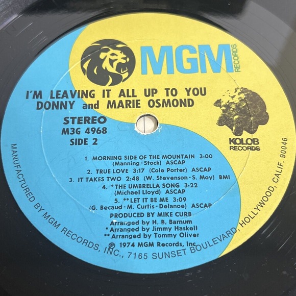 Donny And Marie Osmond I'M Leaving It All Up To You LP Vinyl Record Album - Picture 9 of 11